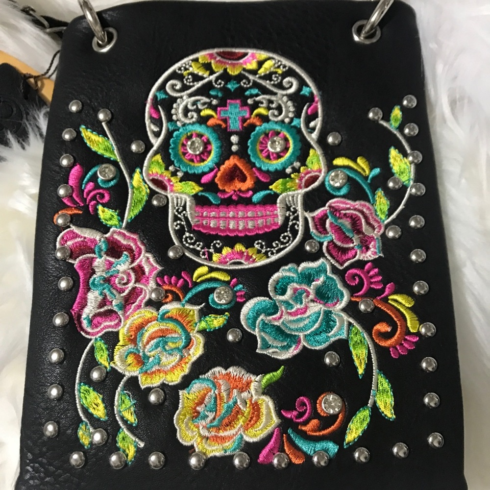 Sugar Skull Embroidered Purse